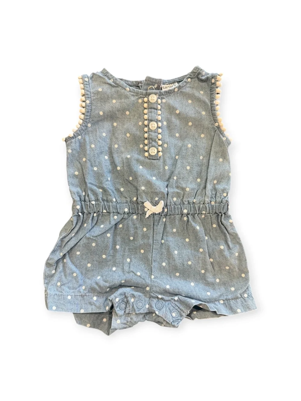Carter's 3M Baby Girls Sleeveless Polka Dot Romper with Button and Snap Closures